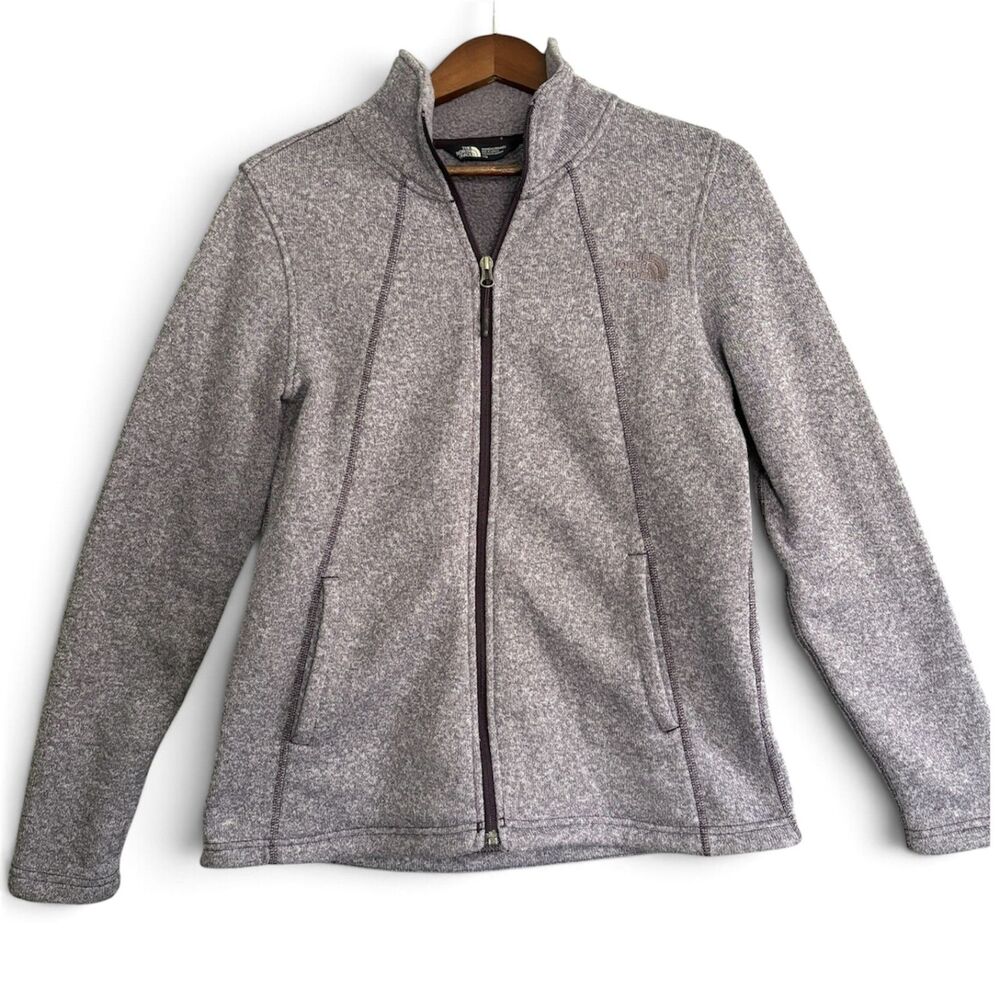 The North Face Purple Heather Knit Full Zip Jacket Coat L Outdoor Gorpcore